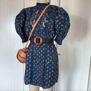 $255 NTW Anthropologie Cashew lace dress blue XS S